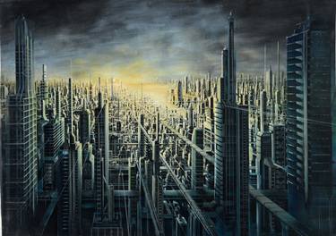 Original Abstract Expressionism Cities Paintings by Alessandro Cemolin
