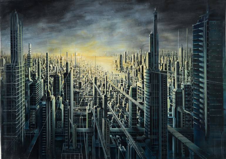 Original Contemporary Cities Painting by Alessandro Cemolin