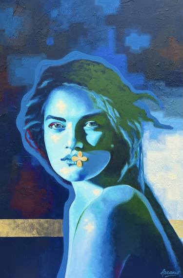 Blue Woman, Golden flower thumb