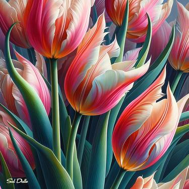 Original Fine Art Floral Printmaking by Sal Dalle