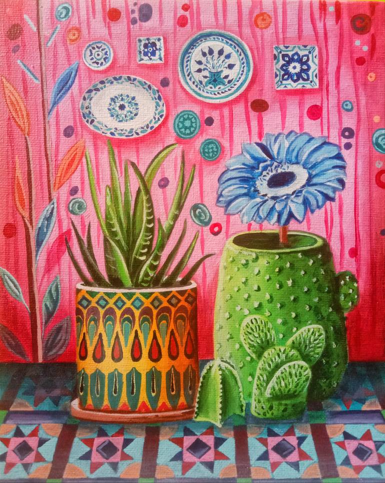 Original Art Deco Still Life Painting by Rizwan Raza