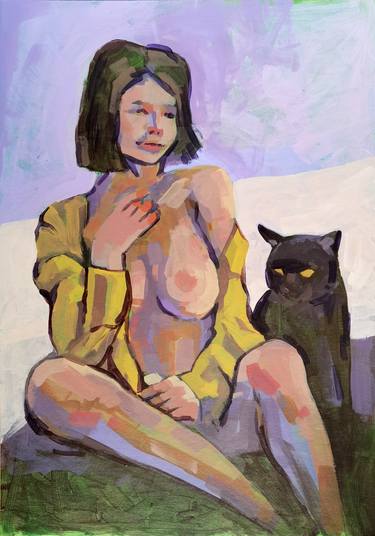 A198 (Woman with a black cat) thumb