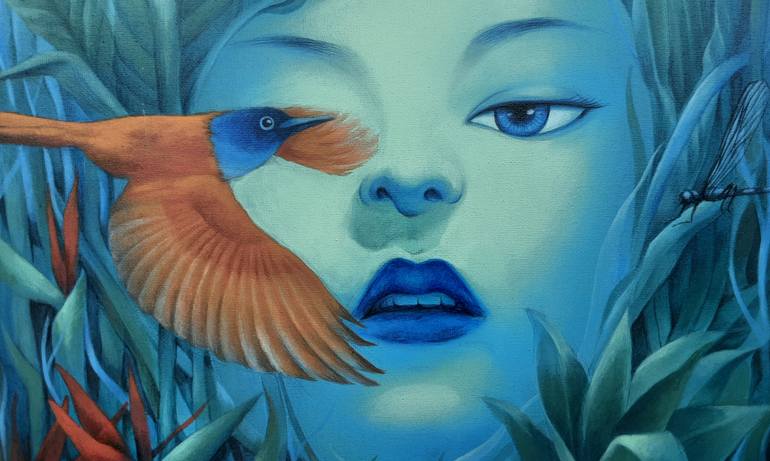 Original Surrealism Women Painting by Wharat Techavanich