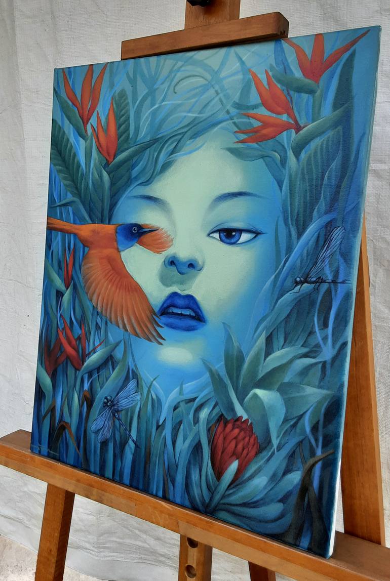 Original Surrealism Women Painting by Wharat Techavanich