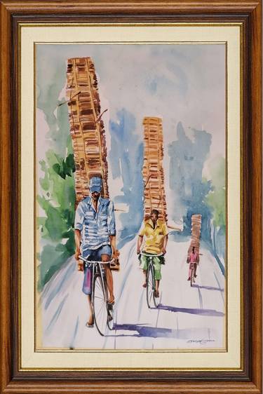 Print of Realism Bicycle Paintings by Kosala Kumara