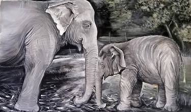Print of Realism Animal Paintings by Kosala Kumara