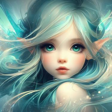 Digital Wall Art -Blue-Eyed Fairy Princess thumb
