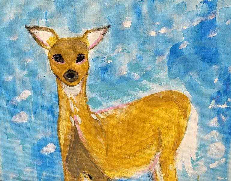 Original Animal Painting by Elizabeth Hinders | Impressionism Art on Canvas | OH DEER