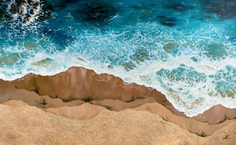 The Sea. Drone view Painting by Eva Arkhipova | Saatchi Art