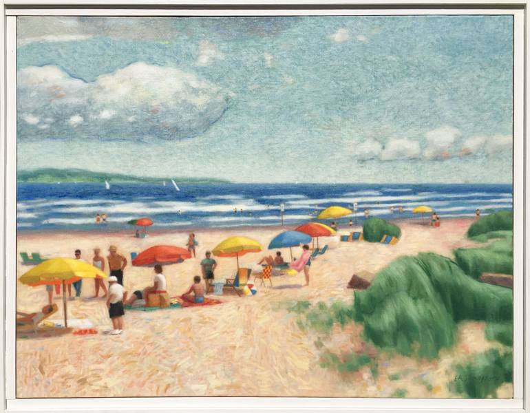 Original Impressionism Beach Painting by Erik Sundgaard