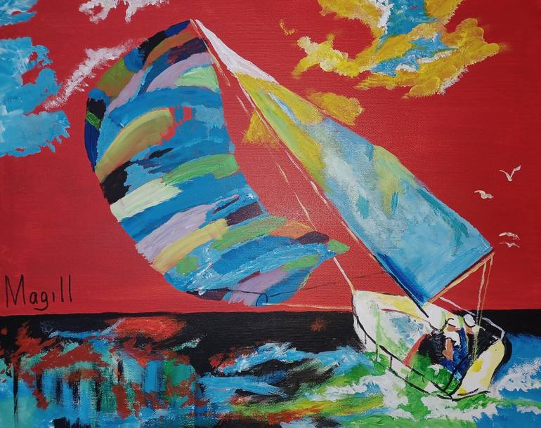 Original Expressionism Boat Painting by George Magill