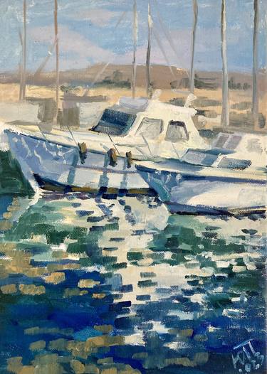 Original Impressionism Boat Paintings by Yulia Prykina