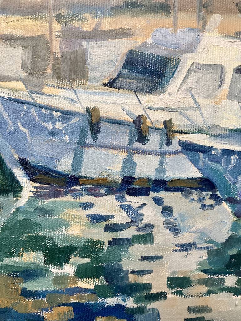 Original Impressionism Boat Painting by Yulia Prykina