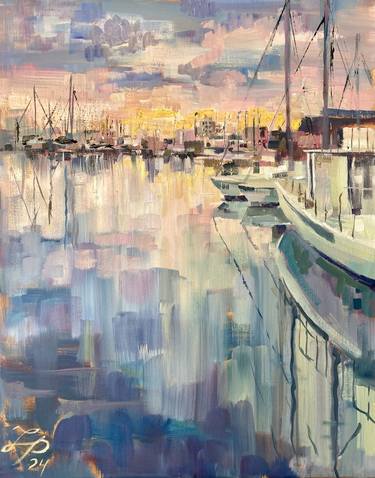 Original Impressionism Boat Paintings by Yulia Prykina