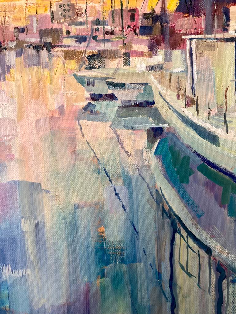 Original Impressionism Boat Painting by Yulia Prykina