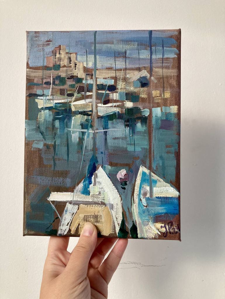 Original Impressionism Boat Painting by Yulia Prykina