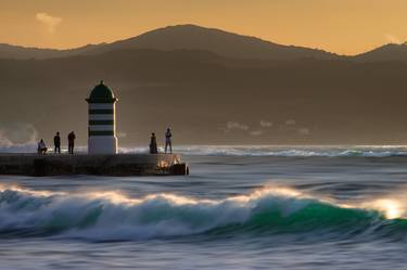 Mer agitée sur le phare thumb