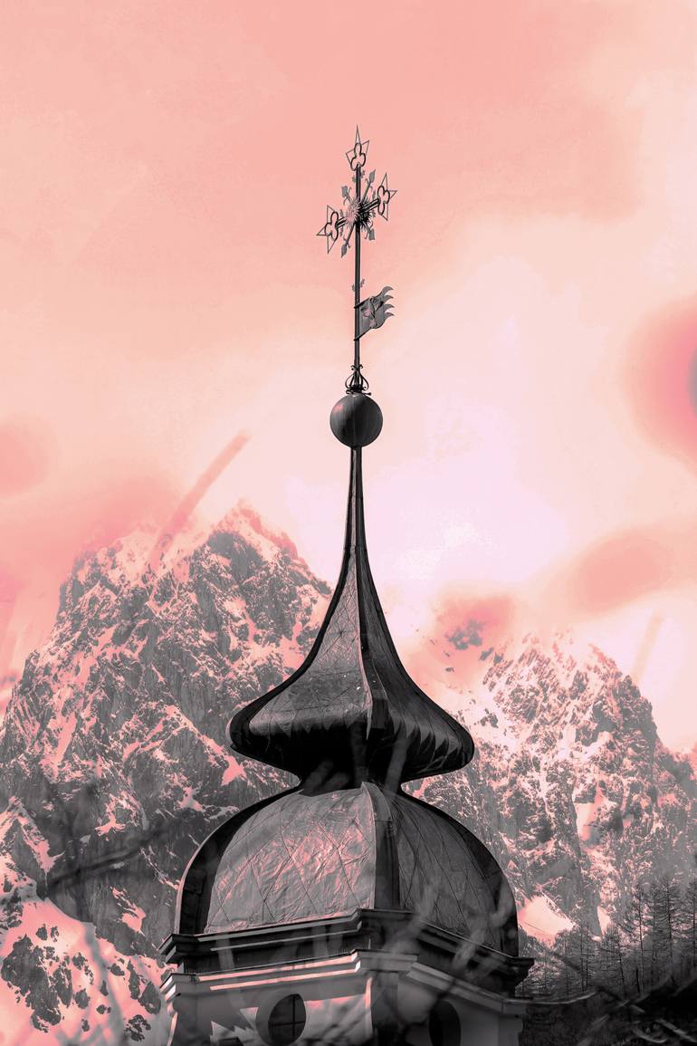 Original Architecture Photography by Sergio Luiz Cerezer Benetti | Antique Art on Canvas | Between Mist and Mountain