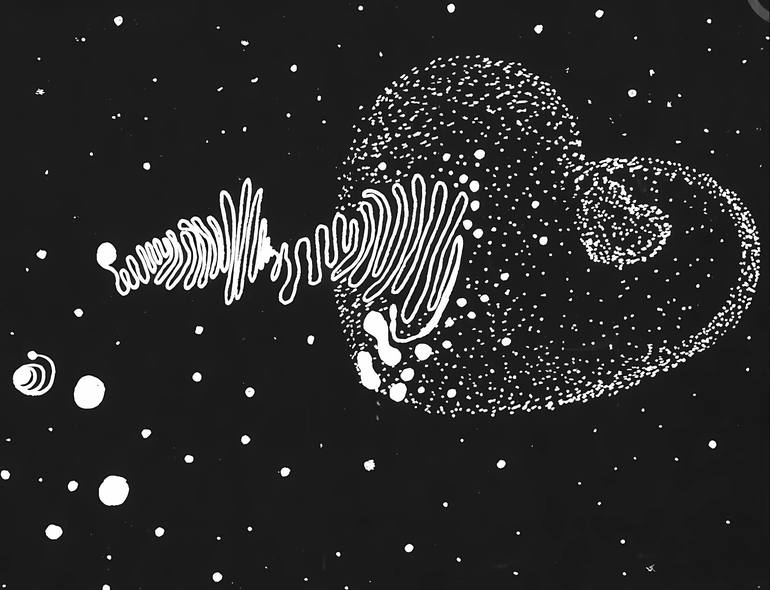 Original Outer Space Drawing by Dasha Klymenko