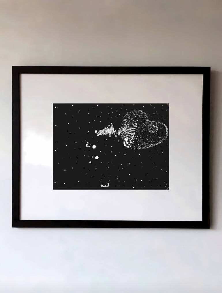 Original Outer Space Drawing by Dasha Klymenko