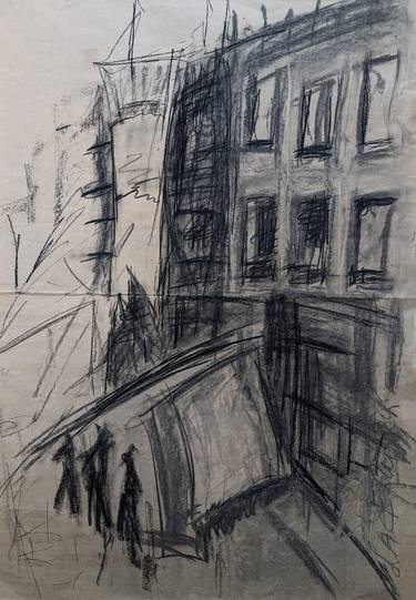 Original Abstract Expressionism Cities Drawings by LACE Ruigrok