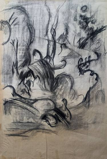 Original Abstract Expressionism Landscape Drawings by LACE Ruigrok