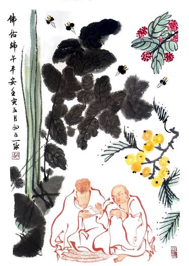 Original Folk Religion Drawing by Xiaomin Jing