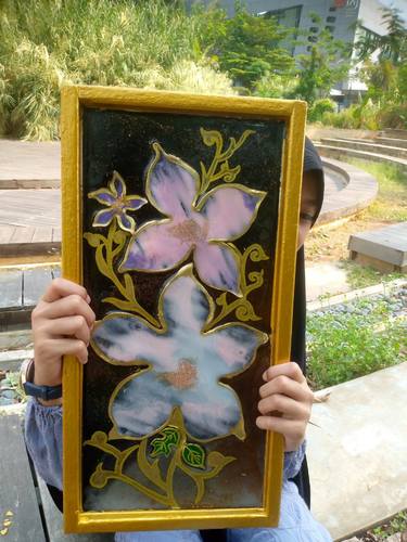 Blooming flowers-Orchid embossed-Resin painting thumb