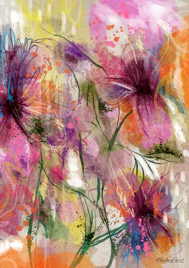 Print of Floral Digital by Jayne Lea