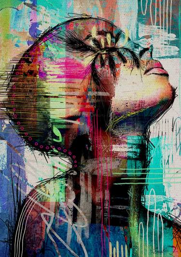 Print of Abstract Portrait Digital by Jayne Lea