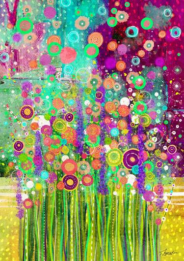 Print of Abstract Floral Digital by Jayne Lea