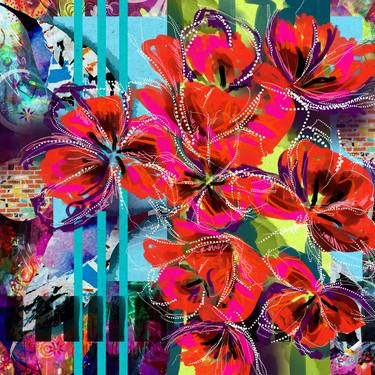 Original Abstract Floral Drawings by Jayne Lea