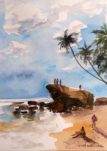 Original Realism Beach Paintings by Thejana Roshan Kumara