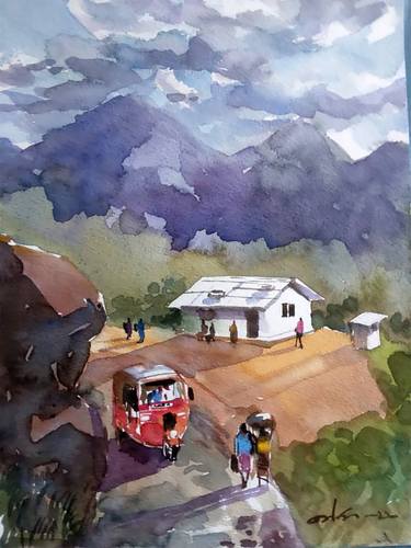 Original Realism Rural life Painting by Thejana Roshan Kumara