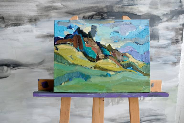 Original Abstract Expressionism Landscape Painting by Asta Kulikauskaitė