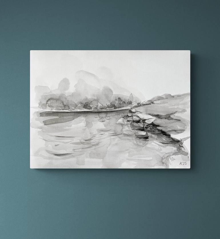 Original Abstract Landscape Drawing by Asta Kulikauskaitė