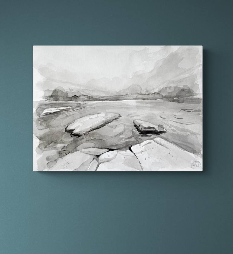 Original Abstract Landscape Drawing by Asta Kulikauskaitė