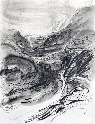 Print of Abstract Expressionism Landscape Drawings by Asta Kulikauskaitė