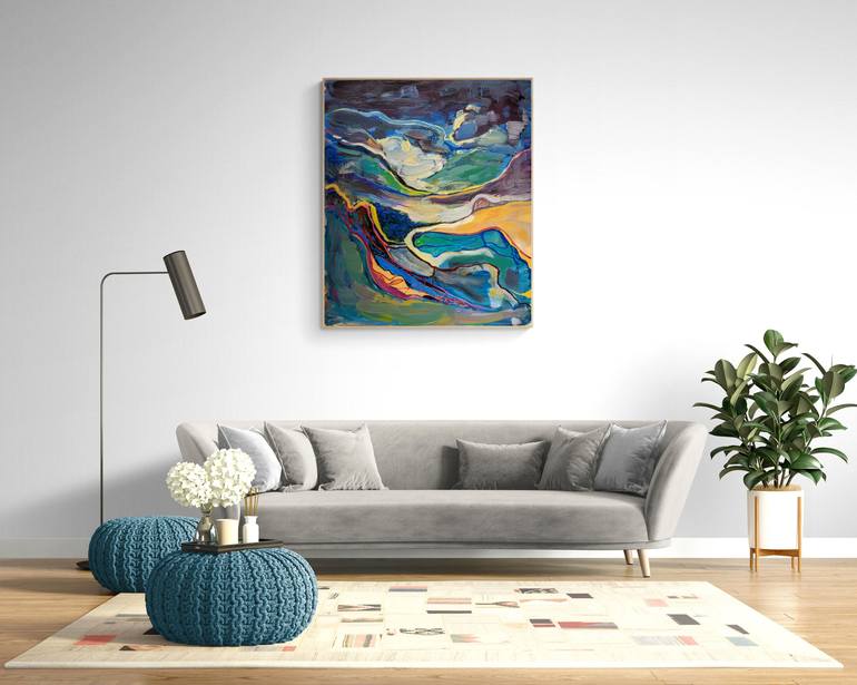 Original Abstract Landscape Painting by Asta Kulikauskaitė