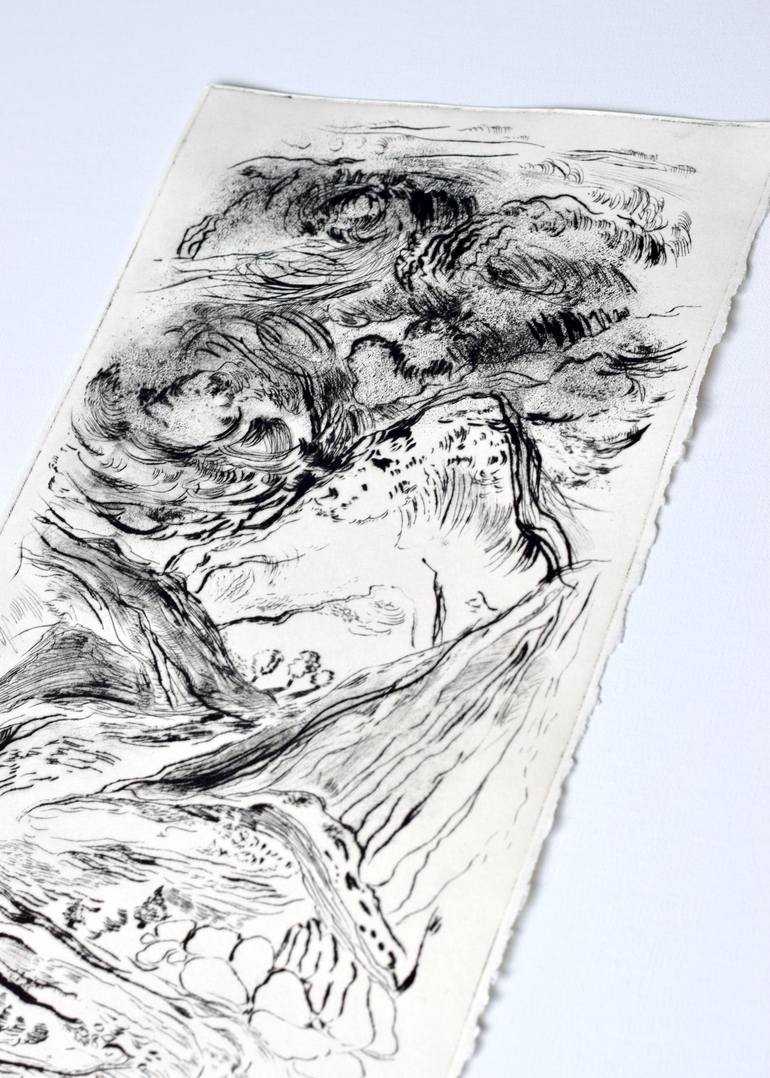 Original Abstract Expressionism Landscape Printmaking by Asta Kulikauskaitė