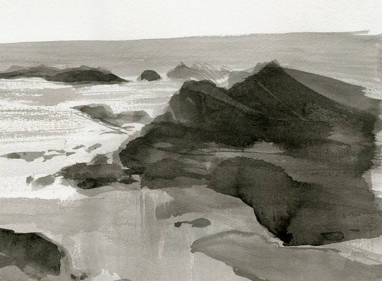 Original Abstract Landscape Drawing by Asta Kulikauskaitė