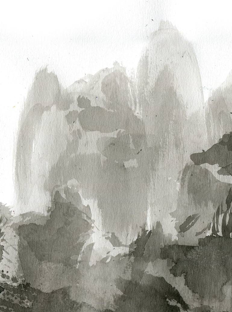 Original Abstract Landscape Drawing by Asta Kulikauskaitė