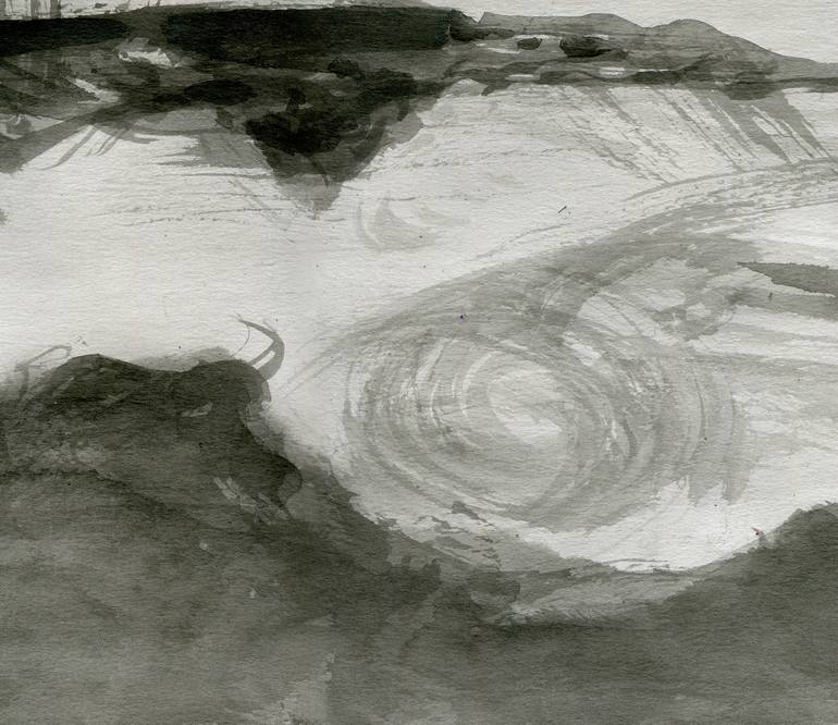 Original Abstract Landscape Drawing by Asta Kulikauskaitė