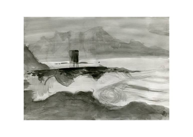 Original Abstract Landscape Drawing by Asta Kulikauskaitė