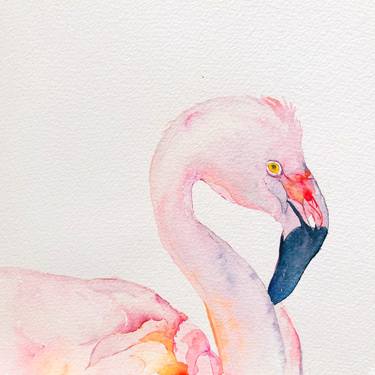 Graceful pale pink flamingo watercolour thumb