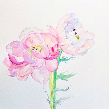 Tropical Jungle Flowers Loose Watercolour Painting thumb