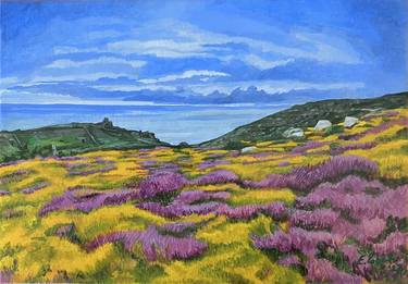 Cornish coast landscape with heather thumb
