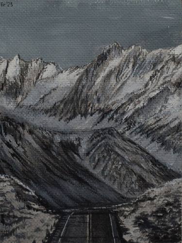 Mountain, road, gray landscape thumb