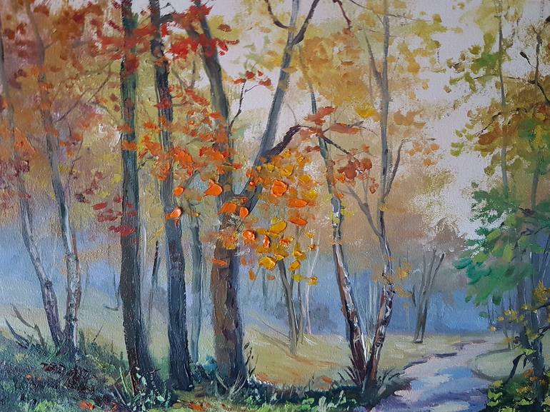 Original Impressionism Seasons Painting by Marina Beikmane