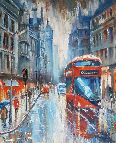 Original Abstract Expressionism Cities Paintings by Marina Beikmane